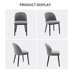 Lot de 2 chaises de salle à manger modernes en tissu, chaises d'appoint rembourrées avec dossier incurvé et pieds en bois, assise confortable pour cuisine de salle à manger