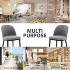 Lot de 2 chaises de salle à manger modernes en tissu, chaises d'appoint rembourrées avec dossier incurvé et pieds en bois, assise confortable pour cuisine de salle à manger