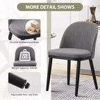 Lot de 2 chaises de salle à manger modernes en tissu, chaises d'appoint rembourrées avec dossier incurvé et pieds en bois, assise confortable pour cuisine de salle à manger