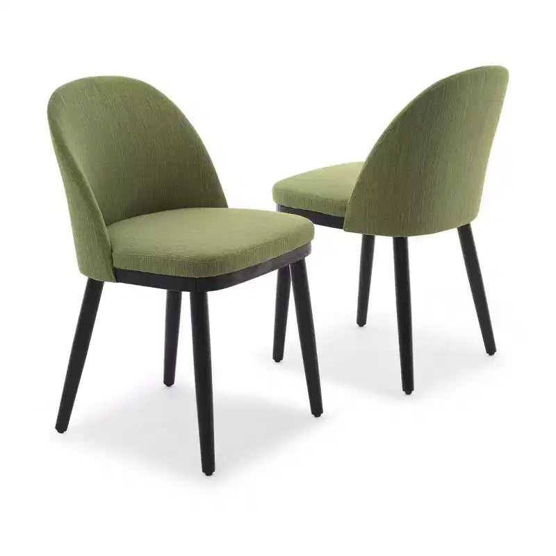 Lot de 2 chaises de salle à manger modernes en tissu, chaises d'appoint rembourrées avec dossier incurvé et pieds en bois, assise confortable pour cuisine de salle à manger