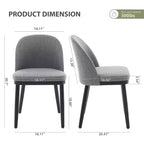 Lot de 2 chaises de salle à manger modernes en tissu, chaises d'appoint rembourrées avec dossier incurvé et pieds en bois, assise confortable pour cuisine de salle à manger