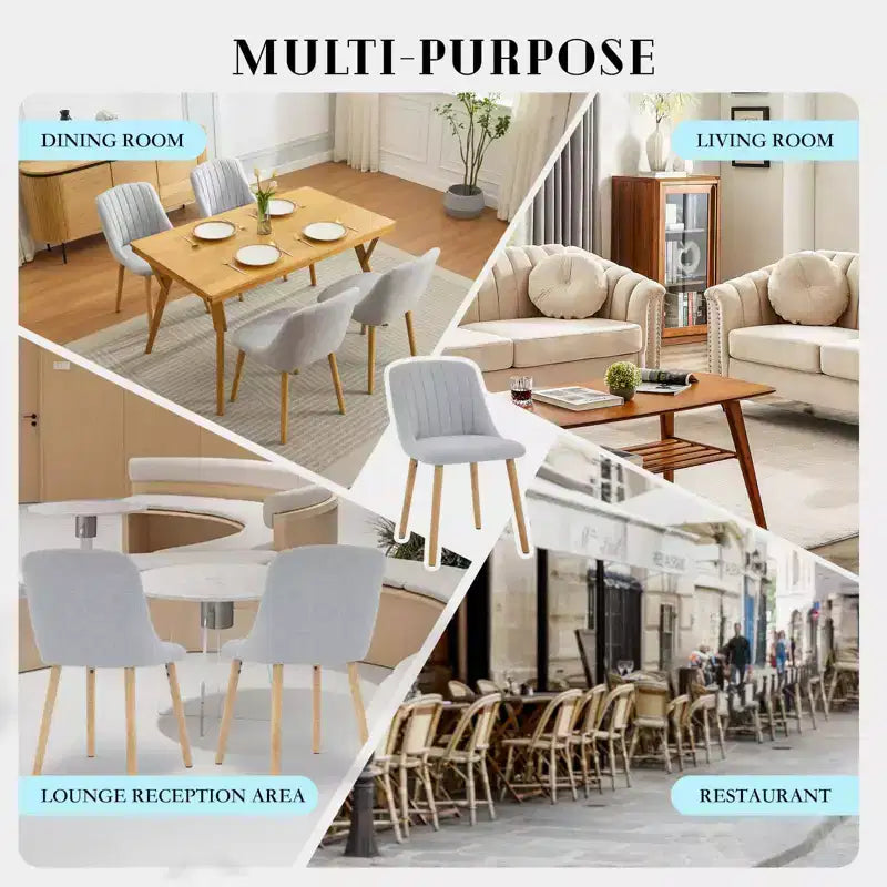 Chaises de salle à manger, chaises de cuisine modernes rembourrées en tissu, chaises de salle à manger à dossier avec pieds en chêne, lot de 4 chaises de salle à manger sans accoudoirs pour salle à manger