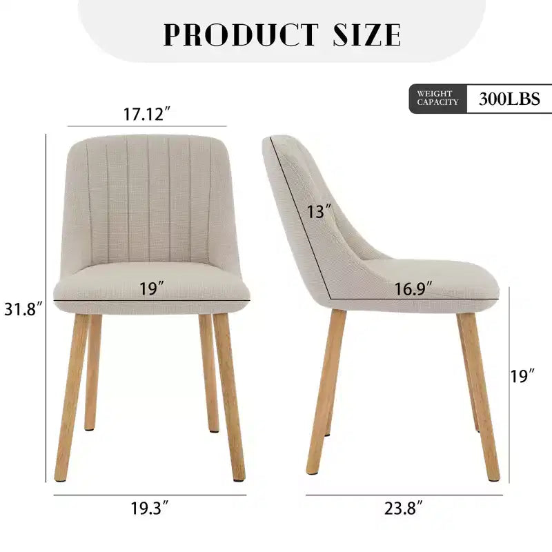 Chaises de salle à manger, chaises de cuisine modernes rembourrées en tissu, chaises de salle à manger à dossier avec pieds en chêne, lot de 4 chaises de salle à manger sans accoudoirs pour salle à manger