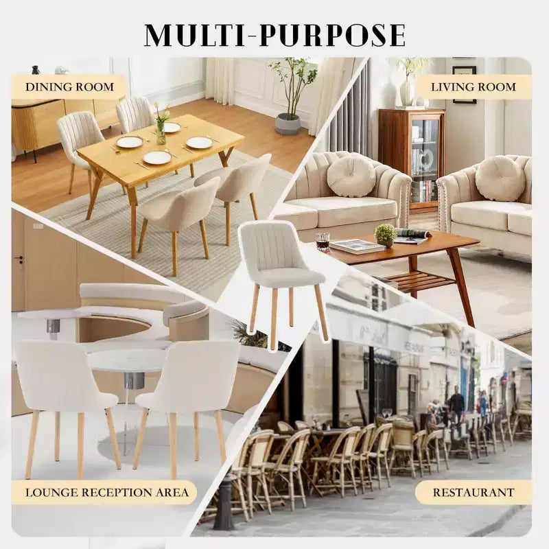 Chaises de salle à manger, chaises de cuisine modernes rembourrées en tissu, chaises de salle à manger à dossier avec pieds en chêne, lot de 4 chaises de salle à manger sans accoudoirs pour salle à manger