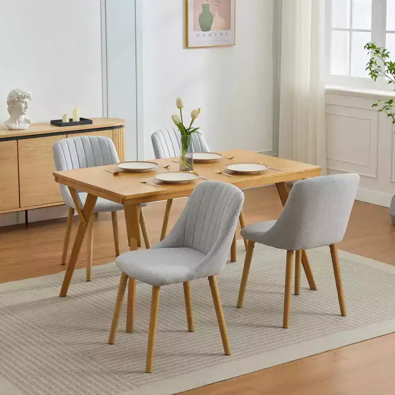 Chaises de salle à manger, chaises de cuisine modernes rembourrées en tissu, chaises de salle à manger à dossier avec pieds en chêne, lot de 4 chaises de salle à manger sans accoudoirs pour salle à manger