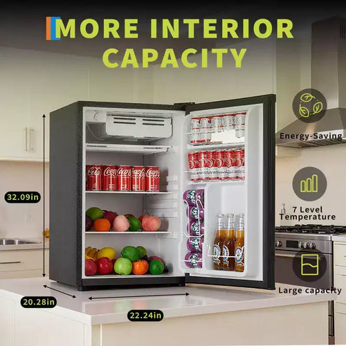 Mini-réfrigérateur de 127 litres avec congélateur, réfrigérateur compact avec porte réversible, thermostat réglable et économe en énergie, petit réfrigérateur