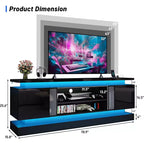BALHAM TRADE-71 Meuble TV pour téléviseurs de 85/80/75 pouces avec 2 armoires de rangement et deux bandes lumineuses LED
