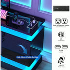 BALHAM TRADE-71 Meuble TV pour téléviseurs de 85/80/75 pouces avec 2 armoires de rangement et deux bandes lumineuses LED
