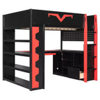 Lit mezzanine complet moderne de jeu Luxystar avec bureau éclairé et tablette coulissante pour clavier, panneau perforé, bibliothèque de rangement
