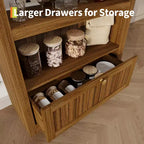 Bibliothèque de ferme arquée à 6 niveaux avec étagères ouvertes et tiroirs, armoire en bois autonome de 182 cm de haut pour salon, chambre à coucher, bureau à domicile