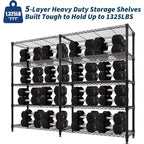 Étagère de Rangement 5 Niveaux 70 L Robuste en Fil Métallique, Étagères de Garde-Manger en Forme de L pour Cuisine & Garage Étagère Métallique Industrielle pour la Maison