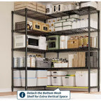 Étagère de Rangement 5 Niveaux 70 L Robuste en Fil Métallique, Étagères de Garde-Manger en Forme de L pour Cuisine & Garage Étagère Métallique Industrielle pour la Maison