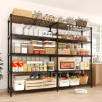 Étagère de Rangement 5 Niveaux 70 L Robuste en Fil Métallique, Étagères de Garde-Manger en Forme de L pour Cuisine & Garage Étagère Métallique Industrielle pour la Maison
