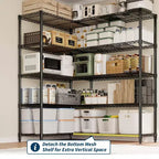 Étagère de Rangement 5 Niveaux 70 L Robuste en Fil Métallique, Étagères de Garde-Manger en Forme de L pour Cuisine & Garage Étagère Métallique Industrielle pour la Maison
