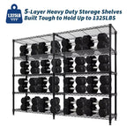 Étagère de Rangement 5 Niveaux 70 L Robuste en Fil Métallique, Étagères de Garde-Manger en Forme de L pour Cuisine & Garage Étagère Métallique Industrielle pour la Maison