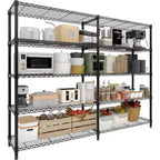 Étagère de Rangement 5 Niveaux 70 L Robuste en Fil Métallique, Étagères de Garde-Manger en Forme de L pour Cuisine & Garage Étagère Métallique Industrielle pour la Maison