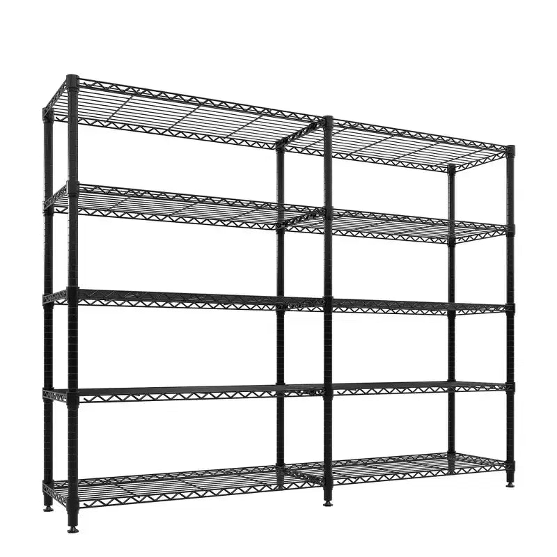 Étagère de Rangement 5 Niveaux 70 L Robuste en Fil Métallique, Étagères de Garde-Manger en Forme de L pour Cuisine & Garage Étagère Métallique Industrielle pour la Maison