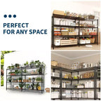 Étagère de Rangement 5 Niveaux 70 L Robuste en Fil Métallique, Étagères de Garde-Manger en Forme de L pour Cuisine & Garage Étagère Métallique Industrielle pour la Maison