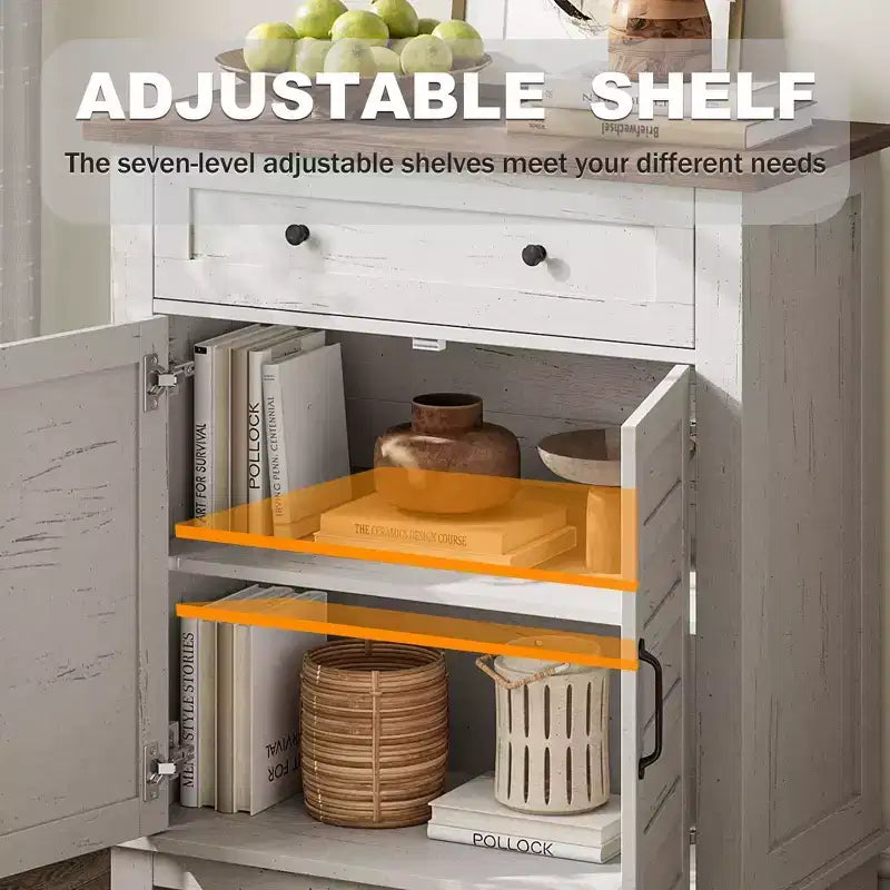 Meuble Buffet, 2 Bahuts avec Portes, Bar à Café Moderne avec Étagères Réglables, Rangement de Cuisine