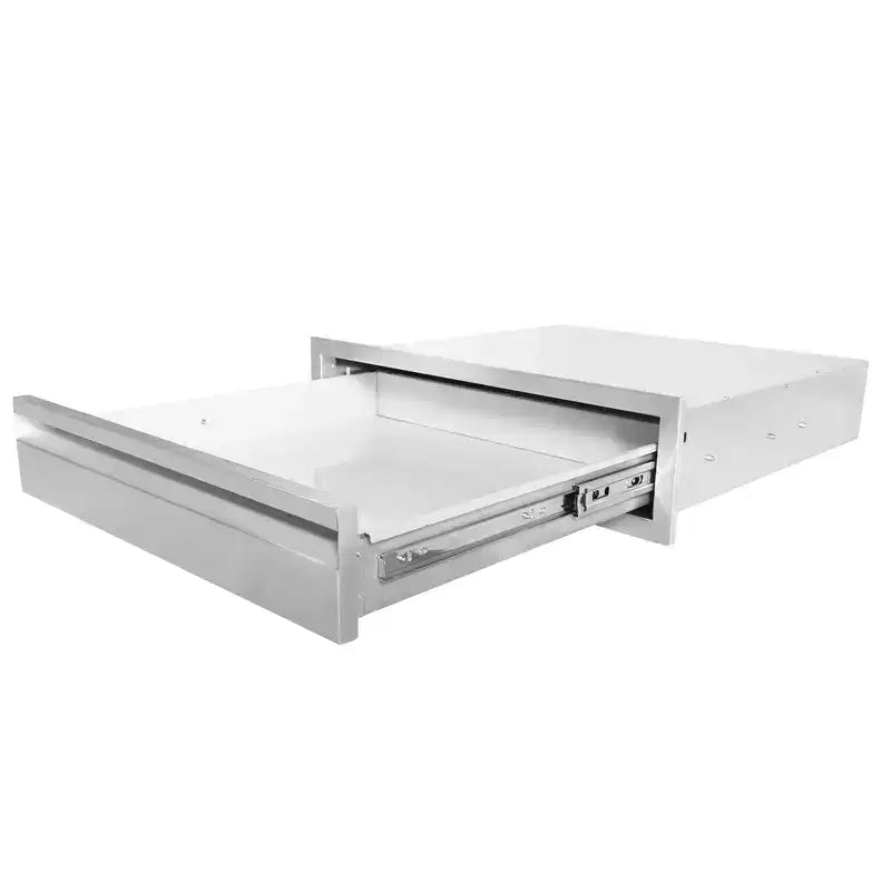 Tiroir de cuisine extérieur en acier inoxydable de 24 po, montage encastré, rangement pour îlot de barbecue, pour station de gril, argent