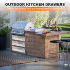 Tiroir de cuisine extérieur en acier inoxydable de 24 po, montage encastré, rangement pour îlot de barbecue, pour station de gril, argent