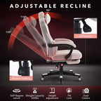 Coolmee Fauteuil de Bureau Grand Format, Chaise de Gaming en Cuir à Dossier Haut avec Repose-Pieds, Chaise d'Ordinateur Ergonomique avec Soutien Lombaire et Appui-Tête