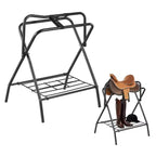 VIYET 31.5 2-Pack Folding Saddle Rack, Heavy-Duty Steel Freestanding, Portable Blanket Holder for English/Western Saddles Tack Storage, Black