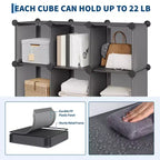 Lot de 12 Organiseurs de Rangement Modulaires, Unité d'Étagères Empilables en Plastique et Acier à 6 Cubes avec Kit de Sécurité Anti-Basculement, pour Placard, Chambre et Bureau Personnalisés