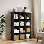 Lot de 12 Organiseurs de Rangement Modulaires, Unité d'Étagères Empilables en Plastique et Acier à 6 Cubes avec Kit de Sécurité Anti-Basculement, pour Placard, Chambre et Bureau Personnalisés