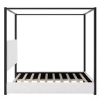 Lit plateforme Polibi Velvet Canopy avec tête de lit capitonnée et cadre métallique