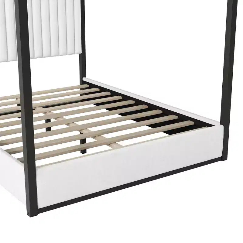 Lit plateforme Polibi Velvet Canopy avec tête de lit capitonnée et cadre métallique