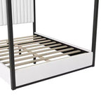 Lit plateforme Polibi Velvet Canopy avec tête de lit capitonnée et cadre métallique