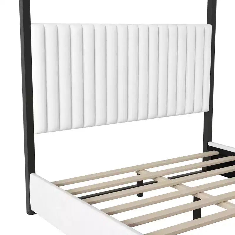 Lit plateforme Polibi Velvet Canopy avec tête de lit capitonnée et cadre métallique
