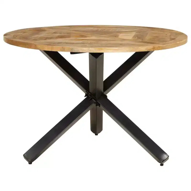 Table de salle à manger ronde et robuste en manguier massif