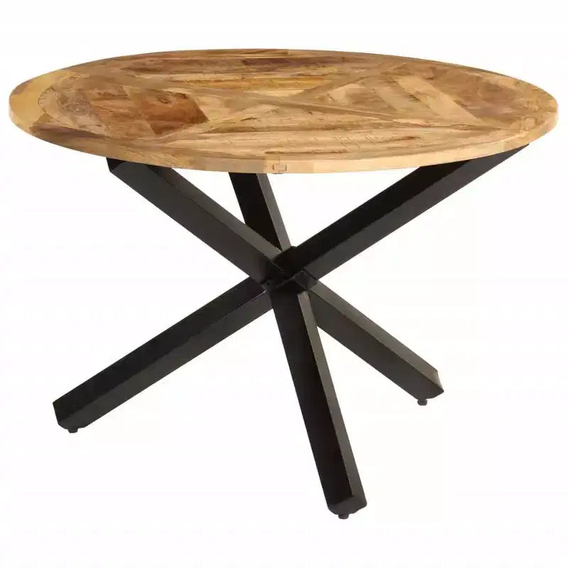 Table de salle à manger ronde et robuste en manguier massif