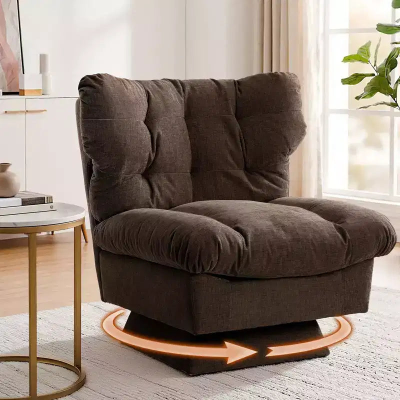 Fauteuil pivotant d'appoint moderne, fauteuil de salon 360°, coussin épais, rembourrage confortable, pour chambre, appartement, bureau