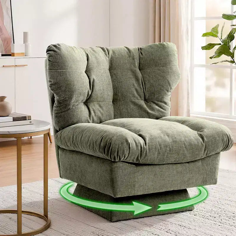 Fauteuil pivotant d'appoint moderne, fauteuil de salon 360°, coussin épais, rembourrage confortable, pour chambre, appartement, bureau