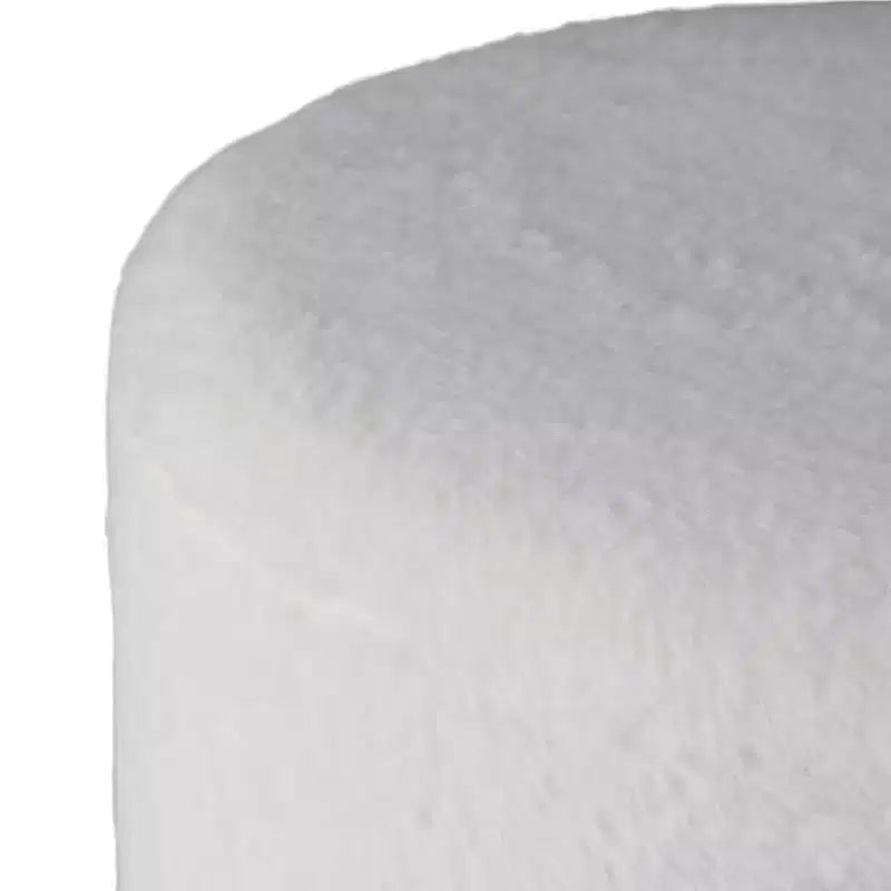 Ottoman décoratif en fausse fourrure capitonné avec pieds sphériques – Accessoire de décoration d'intérieur contemporain pour coiffeuse, chambre et repose-pieds – 15, ivoire