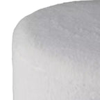 Ottoman décoratif en fausse fourrure capitonné avec pieds sphériques – Accessoire de décoration d'intérieur contemporain pour coiffeuse, chambre et repose-pieds – 15, ivoire