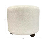 Ottoman décoratif en fausse fourrure capitonné avec pieds sphériques – Accessoire de décoration d'intérieur contemporain pour coiffeuse, chambre et repose-pieds – 15, ivoire
