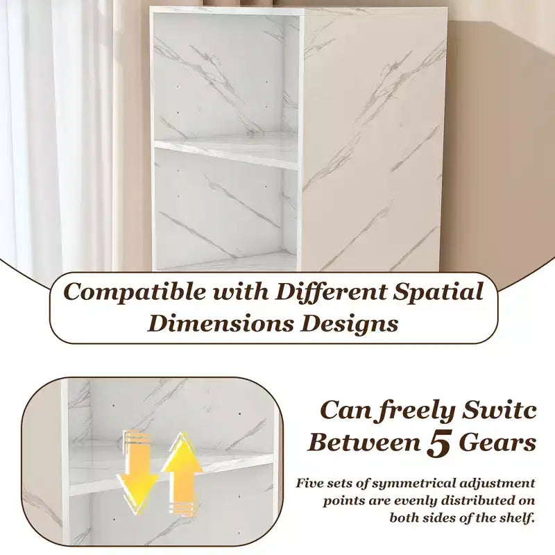 Bureau extensible avec rangements et roulettes, bureau pliable pour petits espaces, marbre blanc