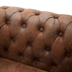 Fauteuil club Chesterfield, fauteuil d'appoint rembourré, fauteuil simple, fauteuil de loisirs avec accoudoirs volutes, garniture cloutée et pieds en bois massif, marron - ModernLuxe