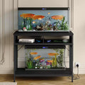 Heavy Duty Fish Tank Stand with Power Outlet, 40-50 Gallon Double Metal Aquarium/Reptile Terrarium Table, 2 Storage Drawers & Height Adjustable Feet