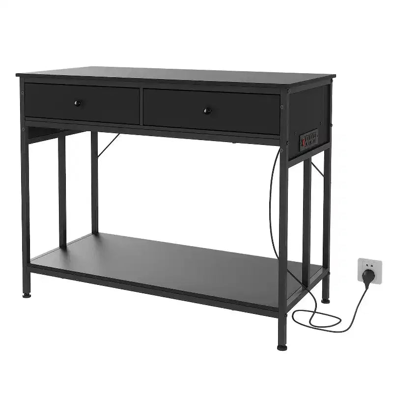 Meuble robuste pour aquarium avec prise de courant, table double en métal pour aquarium/terrarium de 40 à 50 gallons, 2 tiroirs de rangement et pieds réglables en hauteur