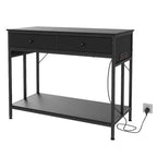 Meuble robuste pour aquarium avec prise de courant, table double en métal pour aquarium/terrarium de 40 à 50 gallons, 2 tiroirs de rangement et pieds réglables en hauteur