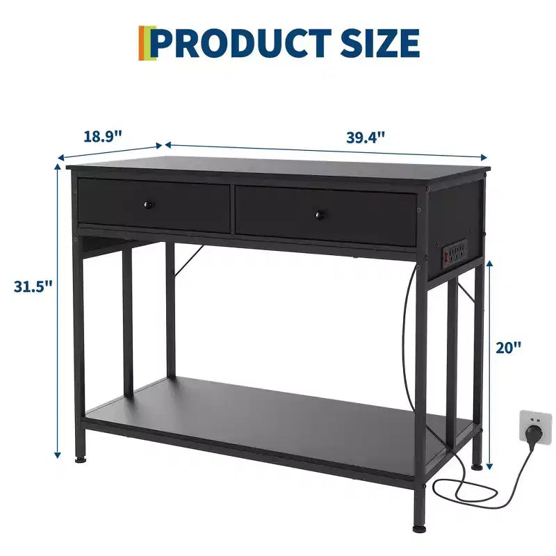 Meuble robuste pour aquarium avec prise de courant, table double en métal pour aquarium/terrarium de 40 à 50 gallons, 2 tiroirs de rangement et pieds réglables en hauteur