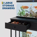 Meuble robuste pour aquarium avec prise de courant, table double en métal pour aquarium/terrarium de 40 à 50 gallons, 2 tiroirs de rangement et pieds réglables en hauteur