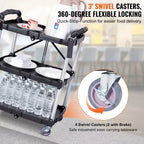 Chariot de rangement pliable à 3 étagères avec roulettes verrouillables et poignée – Capacité de 75 kg