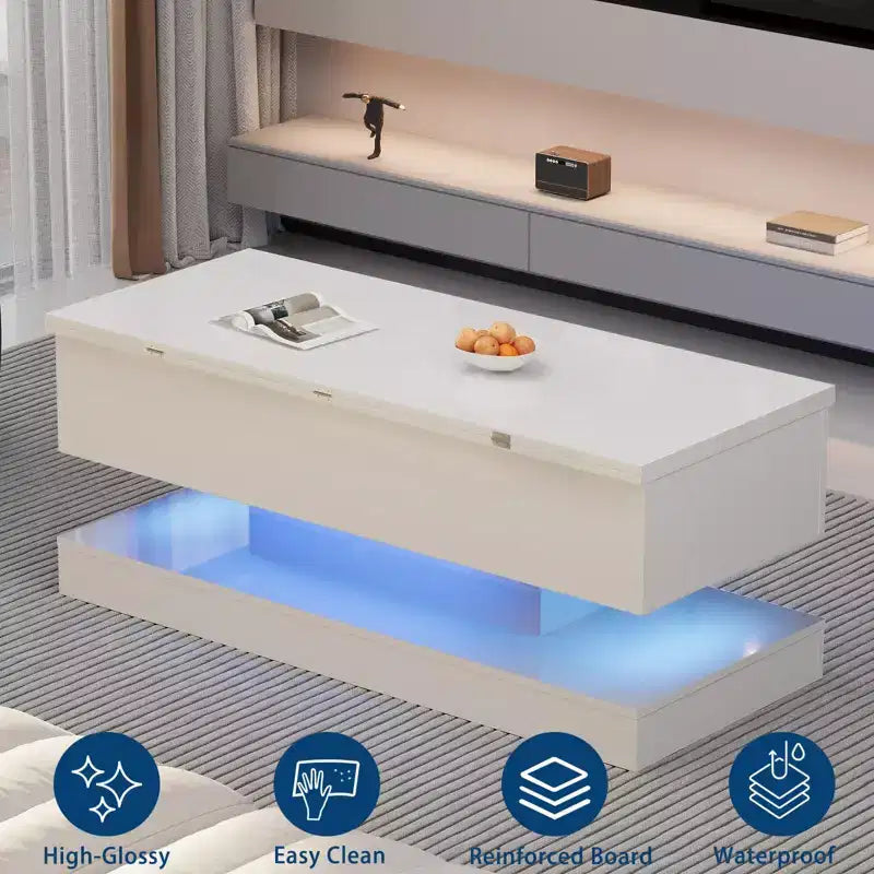 Table basse relevable moderne de 120 cm - Hauteur réglable et capacité de 80 kg pour salon, salle à manger et bureau