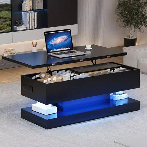 47.2-Inch Modern Lift-Top Coffee Table - Adjustable Height & 180lb Capacity for Living Room, Dining & Office